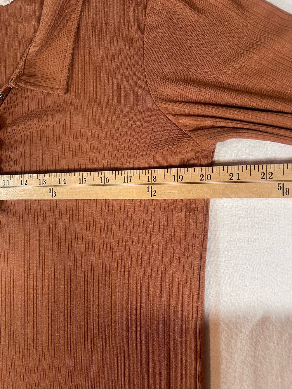 Maurices Rust Long-Sleeve Ribbed Collared Shirt with Snaps Women’s Large - Picture 9 of 11